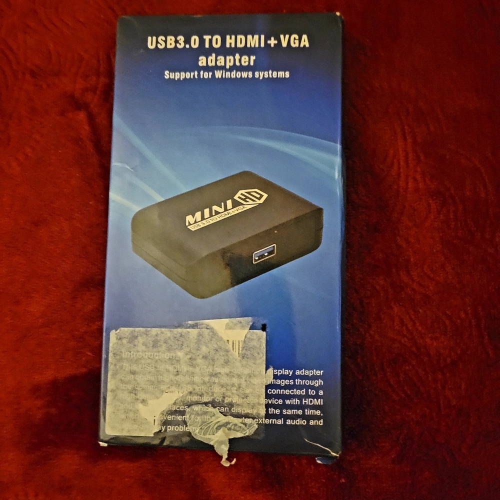 🔥HP🔥NWOT USB 3.0 TO HDMI+VGA ADAPTER SUPPORT FOR WINDOWS SYSTEMS